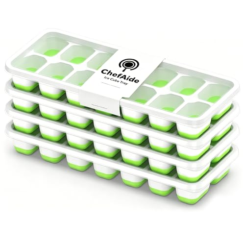 Classic ChefAide 4‑Pack Ice Cube Trays with Lids, 56‑Cube Total Stackable