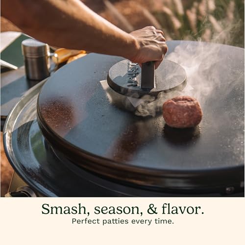 luxury Cuisinart 6.5" Cast Iron Smashed Burger Press, Round Flat Edge
