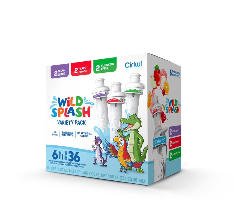 Zero-Calorie Wild Splash 6-Pack Variety Pack 2TB7 - Sugar-Free Fruit Flavor Cartridge Refill Detail